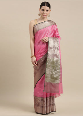 Pink Silk Saree With Blouse Piece - Indian Silk House Agencies