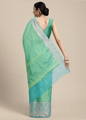 Green Silk Saree With Blouse Piece - Indian Silk House Agencies