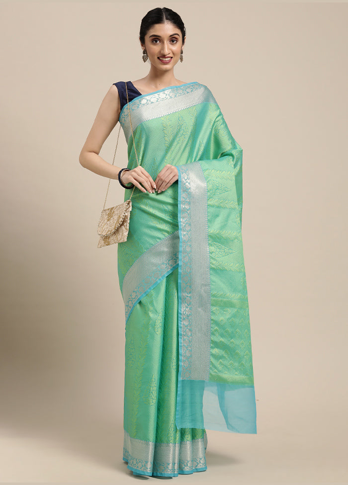 Green Silk Saree With Blouse Piece - Indian Silk House Agencies