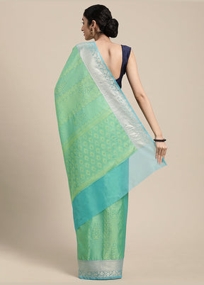 Green Silk Saree With Blouse Piece - Indian Silk House Agencies