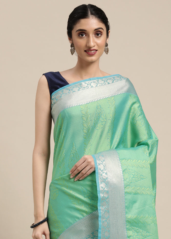 Green Silk Saree With Blouse Piece - Indian Silk House Agencies