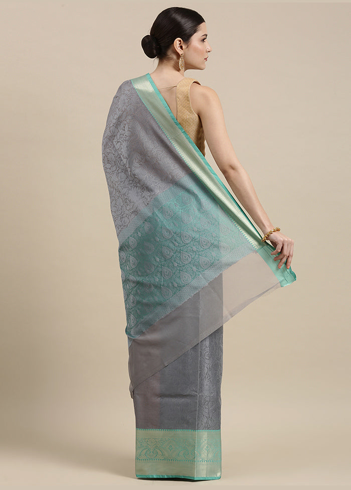 Grey Silk Saree With Blouse Piece - Indian Silk House Agencies