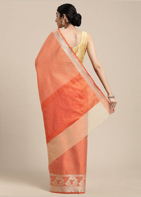 Orange Silk Saree With Blouse Piece - Indian Silk House Agencies