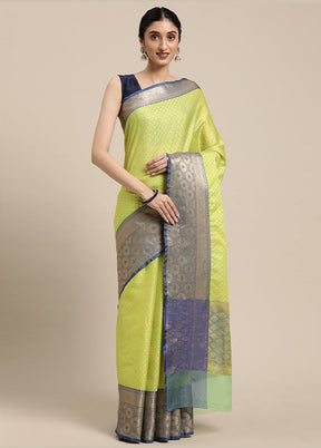 Green Silk Saree With Blouse Piece - Indian Silk House Agencies