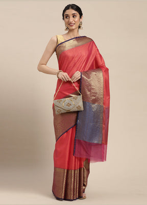 Orange Silk Saree With Blouse Piece - Indian Silk House Agencies