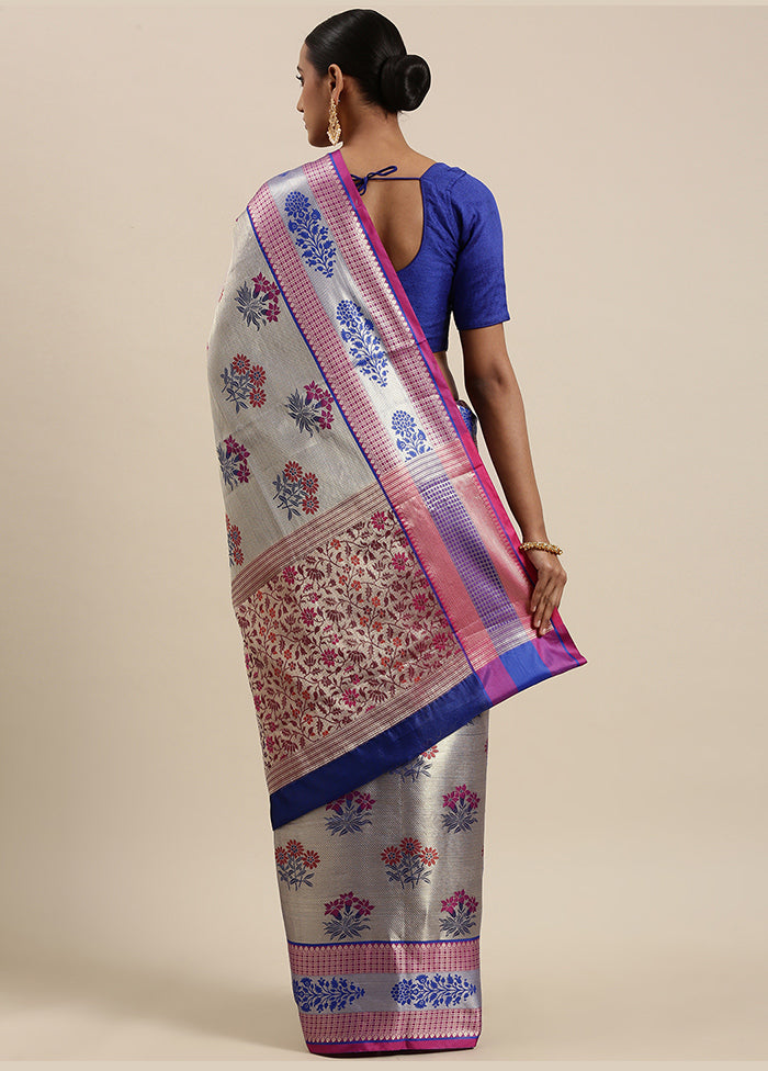 Grey Silk Saree With Blouse Piece - Indian Silk House Agencies