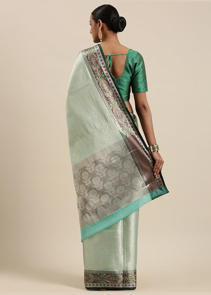 Sea Green Kanchipuram Silk Saree With Blouse Piece - Indian Silk House Agencies