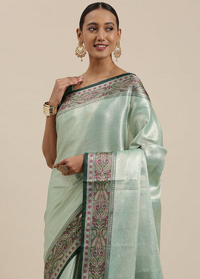 Sea Green Kanchipuram Silk Saree With Blouse Piece - Indian Silk House Agencies