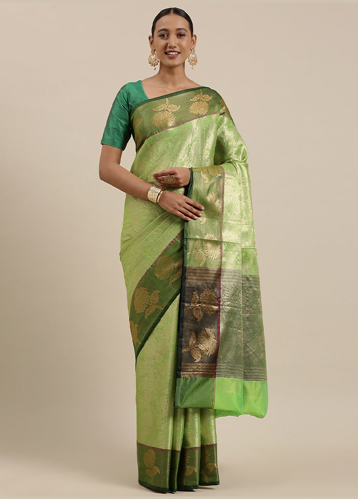 Green Silk Saree With Blouse Piece - Indian Silk House Agencies