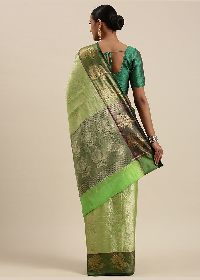 Green Silk Saree With Blouse Piece - Indian Silk House Agencies