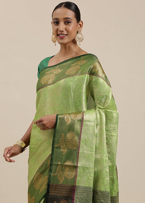 Green Silk Saree With Blouse Piece - Indian Silk House Agencies