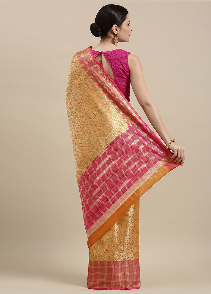 Orange Silk Saree With Blouse Piece - Indian Silk House Agencies