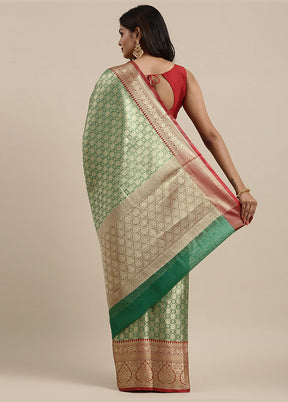 Green Silk Saree With Blouse Piece - Indian Silk House Agencies