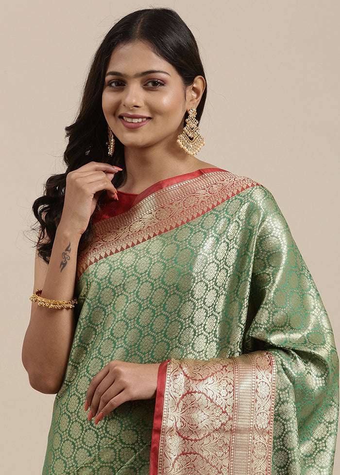 Green Silk Saree With Blouse Piece - Indian Silk House Agencies