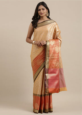 Cream Silk Saree With Blouse Piece - Indian Silk House Agencies