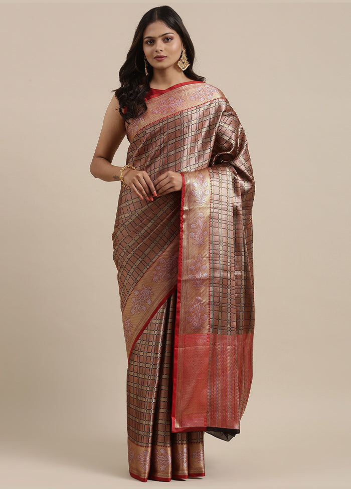 Brown Silk Saree With Blouse Piece - Indian Silk House Agencies