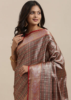 Brown Silk Saree With Blouse Piece - Indian Silk House Agencies