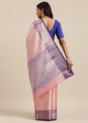 Pink Silk Saree With Blouse Piece - Indian Silk House Agencies