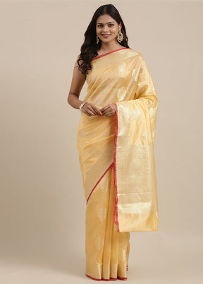 Peach Silk Zari Saree Without Blouse Piece - Indian Silk House Agencies