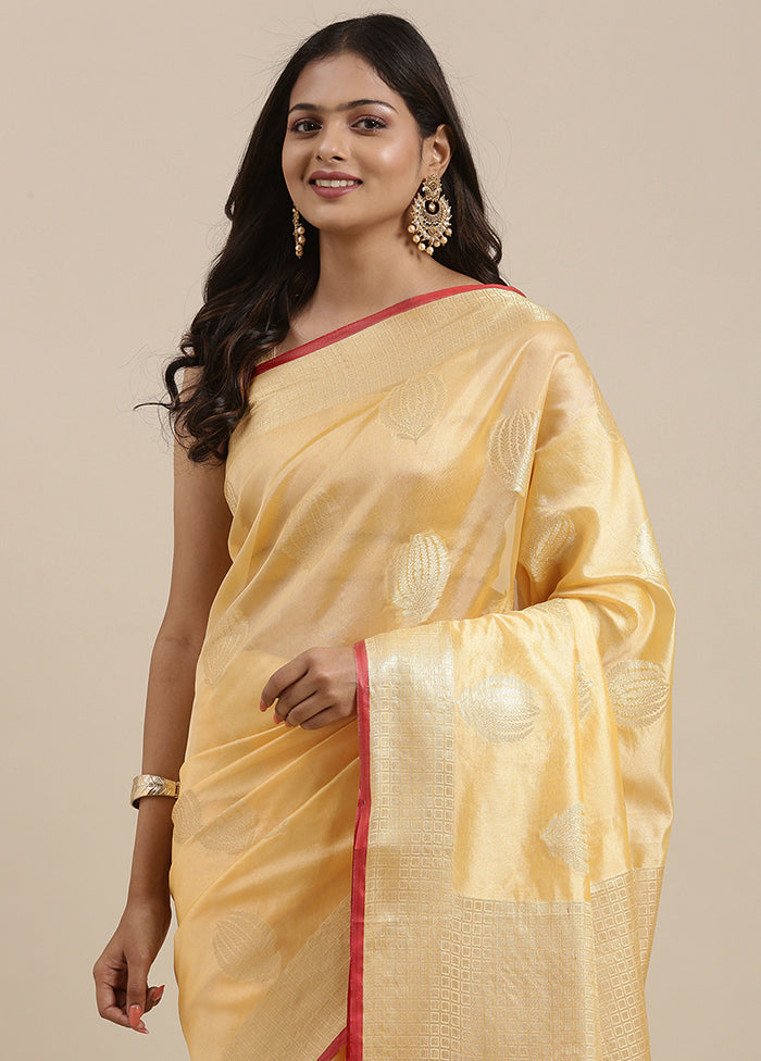 Peach Silk Zari Saree Without Blouse Piece - Indian Silk House Agencies