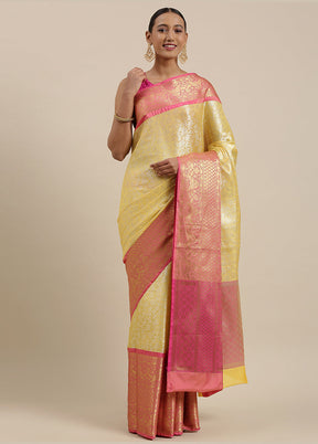 Gold Silk Zari Saree Without Blouse Piece - Indian Silk House Agencies