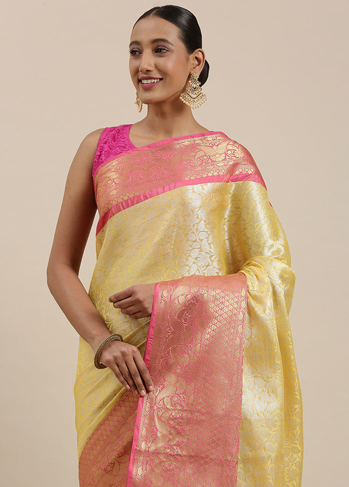 Gold Silk Zari Saree Without Blouse Piece - Indian Silk House Agencies