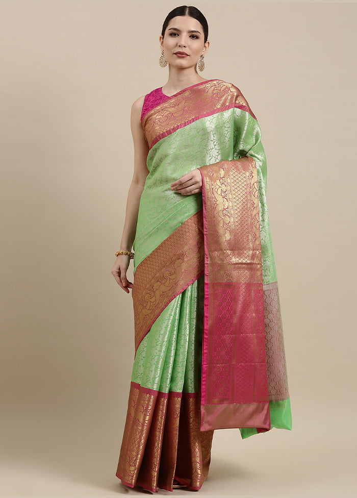 Green Silk Zari Saree Without Blouse Piece - Indian Silk House Agencies