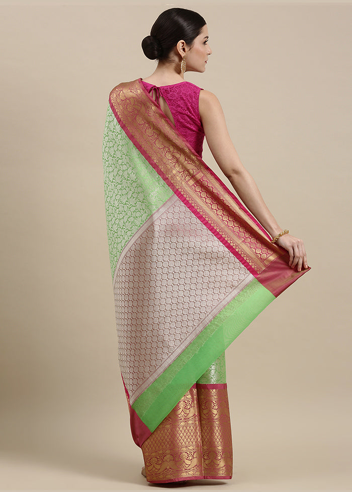 Green Silk Zari Saree Without Blouse Piece - Indian Silk House Agencies