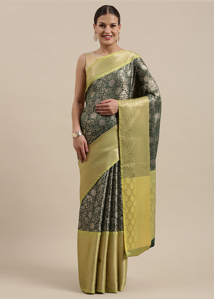 Green Silk Zari Saree Without Blouse Piece - Indian Silk House Agencies