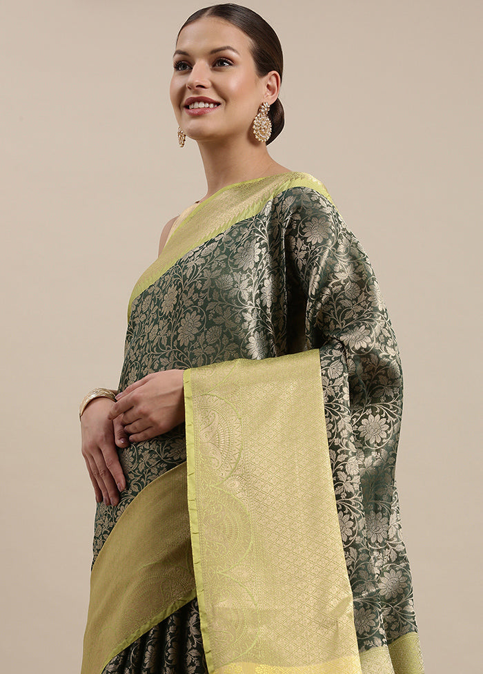 Green Silk Zari Saree Without Blouse Piece - Indian Silk House Agencies