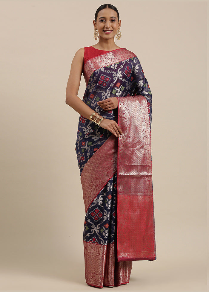 Blue Silk Zari Saree Without Blouse Piece - Indian Silk House Agencies