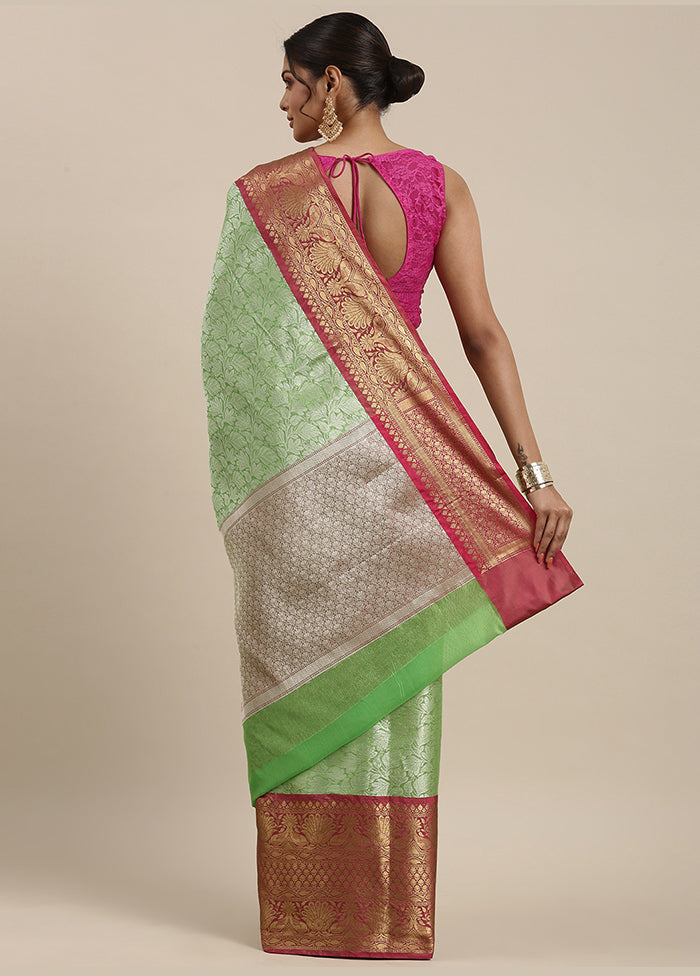 Green Silk Zari Saree Without Blouse Piece - Indian Silk House Agencies