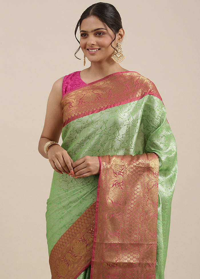 Green Silk Zari Saree Without Blouse Piece - Indian Silk House Agencies