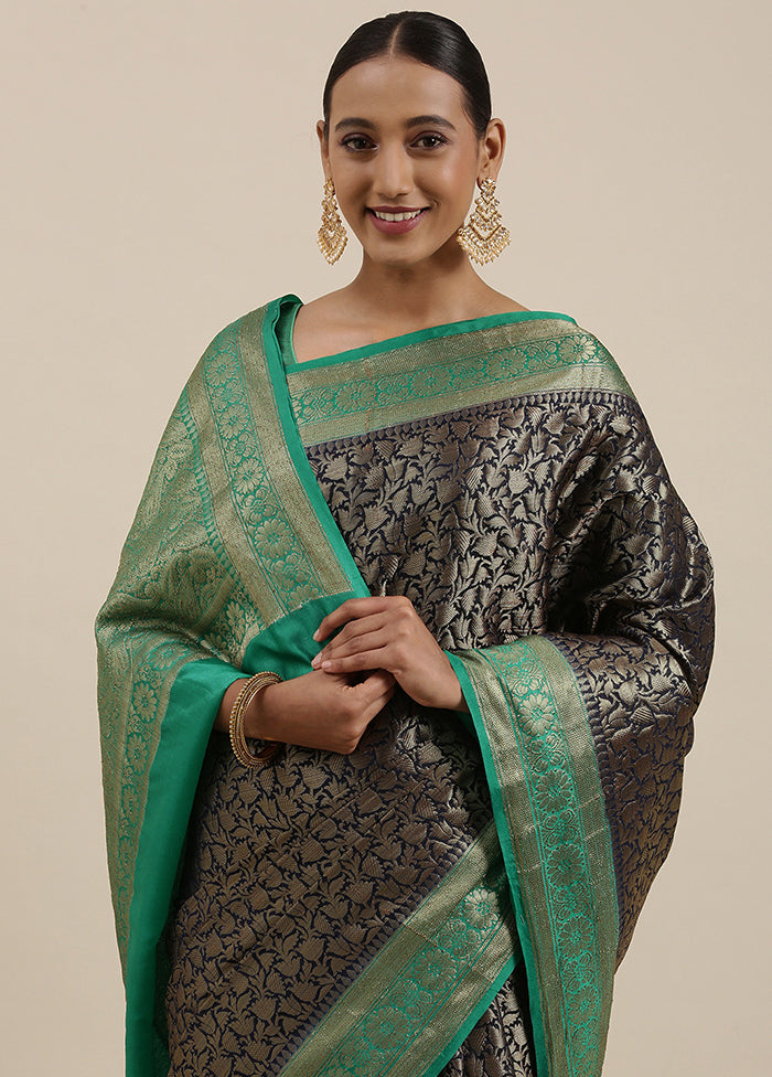 Black Cotton Zari Saree Without Blouse Piece - Indian Silk House Agencies