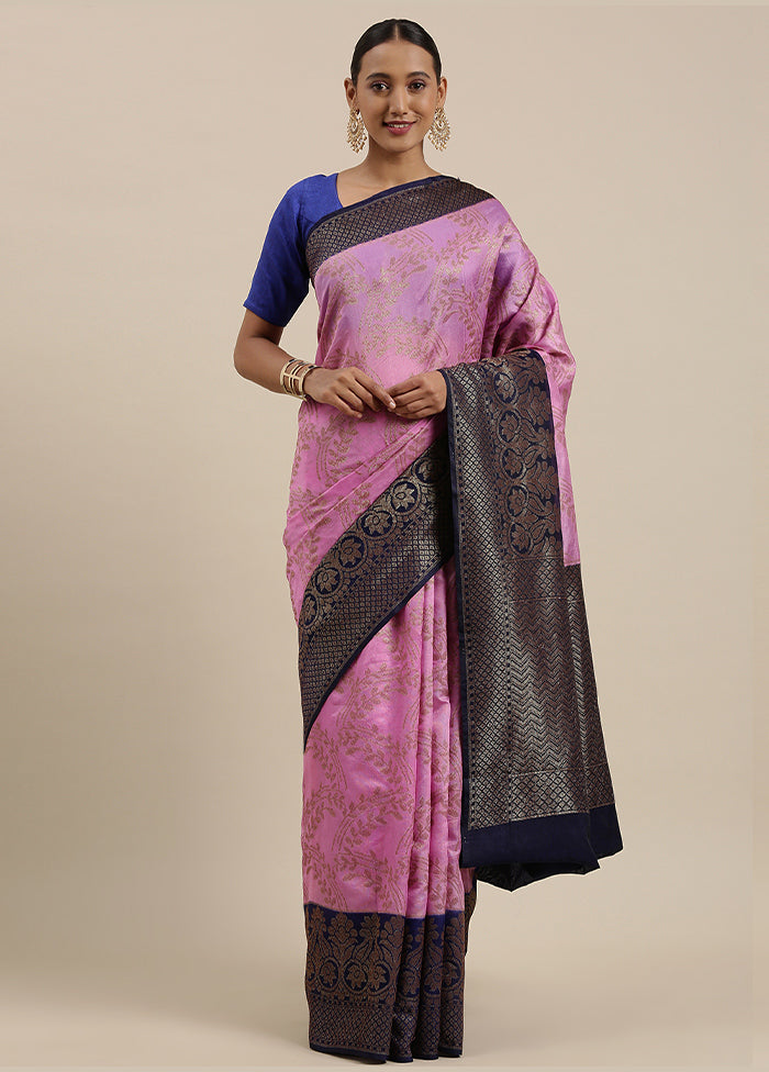 Pink Dupion Silk Zari Saree Without Blouse Piece - Indian Silk House Agencies