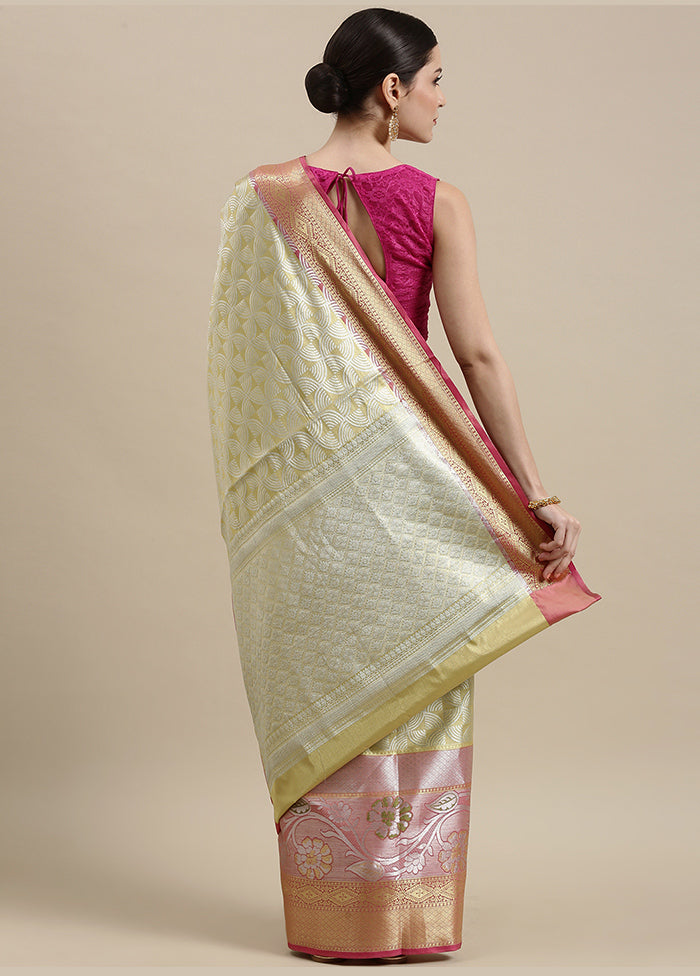 Beige Silk Zari Saree Without Blouse Piece - Indian Silk House Agencies