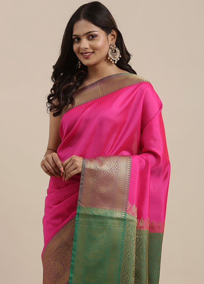 Pink Silk Saree With Blouse Piece - Indian Silk House Agencies