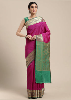 Magenta Silk Saree With Blouse Piece - Indian Silk House Agencies