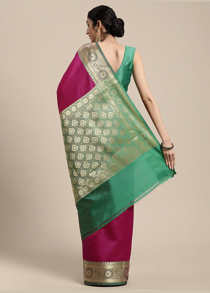 Magenta Silk Saree With Blouse Piece - Indian Silk House Agencies