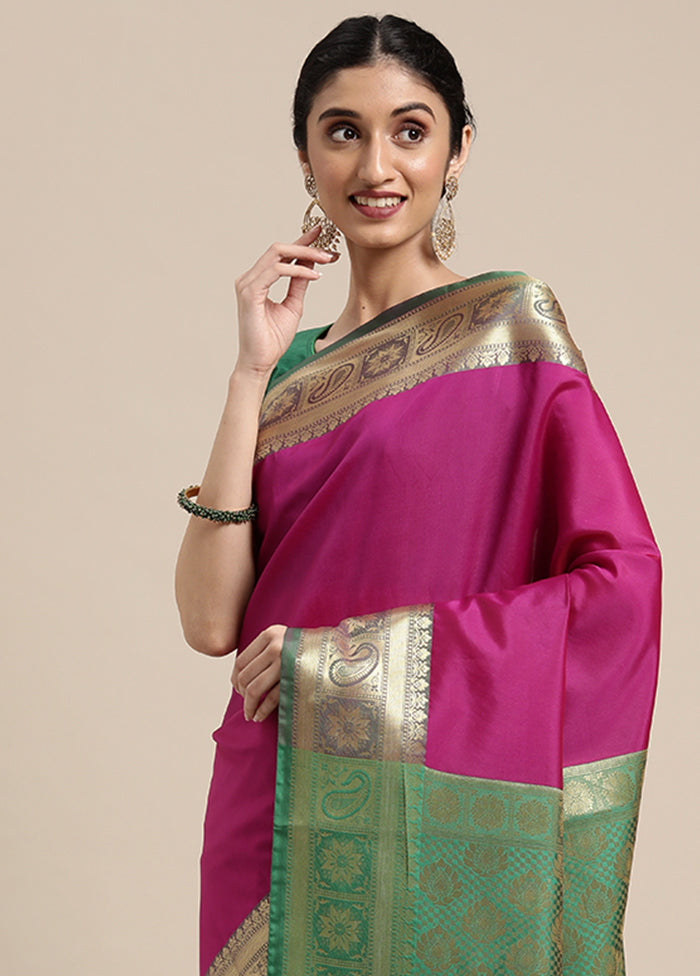 Magenta Silk Saree With Blouse Piece - Indian Silk House Agencies