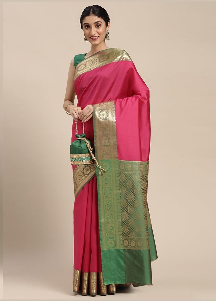 Pink Silk Saree With Blouse Piece - Indian Silk House Agencies