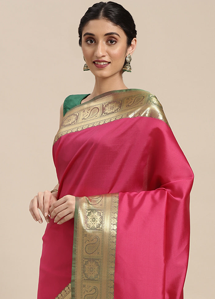 Pink Silk Saree With Blouse Piece - Indian Silk House Agencies