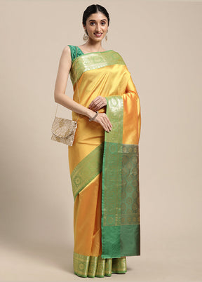 Gold Silk Saree With Blouse Piece - Indian Silk House Agencies