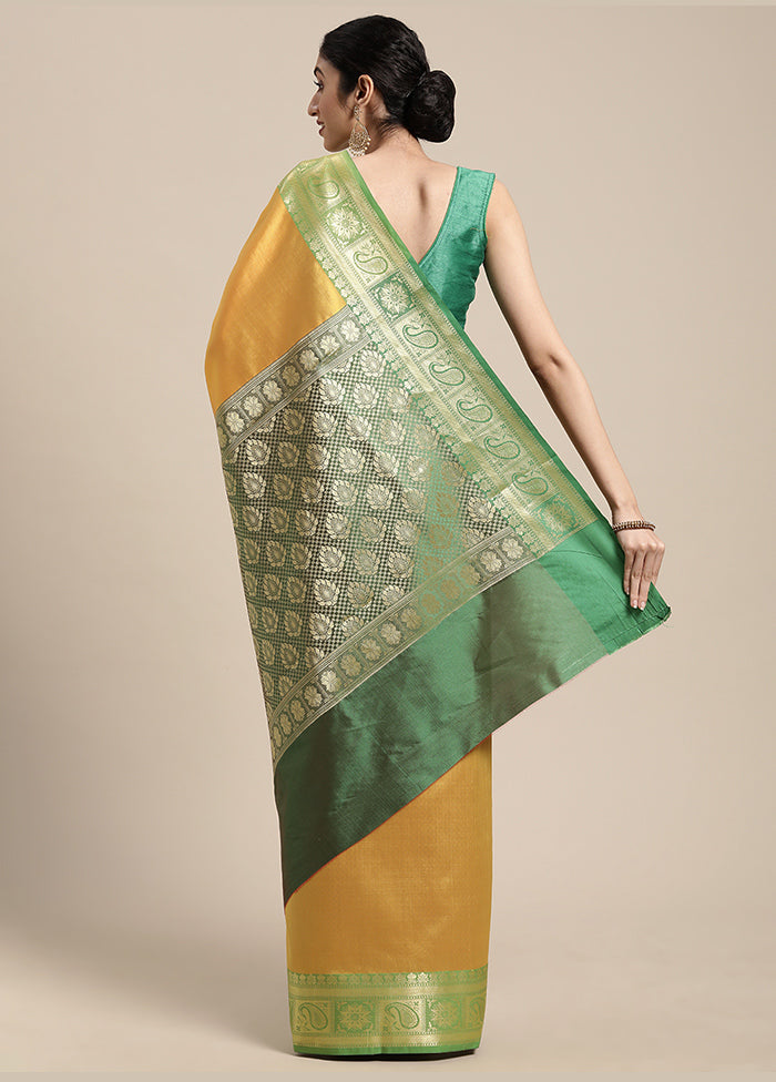 Gold Silk Saree With Blouse Piece - Indian Silk House Agencies