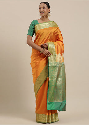 Mustard Silk Saree With Blouse Piece - Indian Silk House Agencies