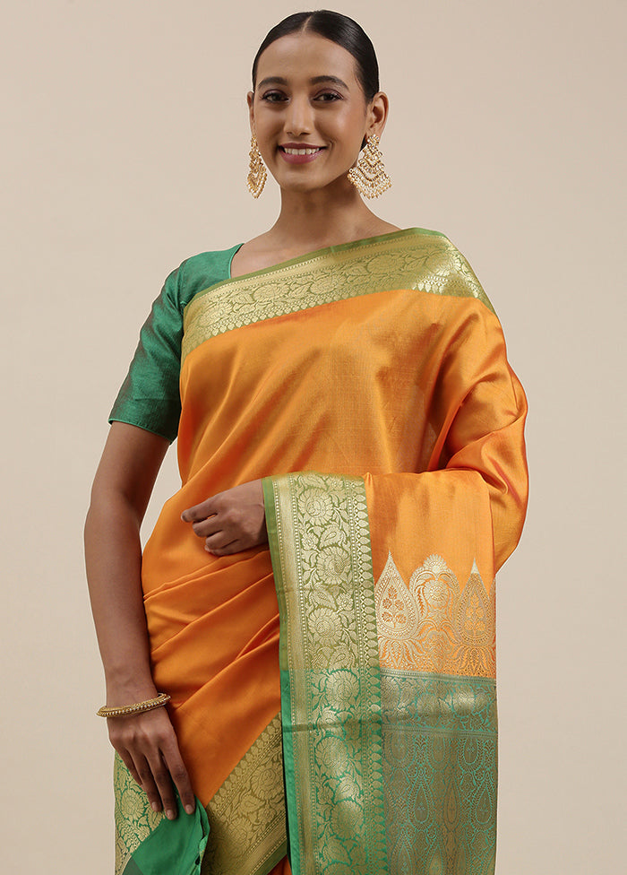 Mustard Silk Saree With Blouse Piece - Indian Silk House Agencies