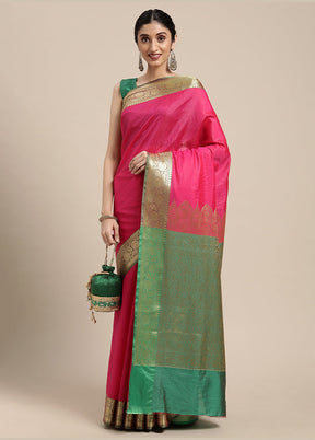 Pink Silk Saree With Blouse Piece - Indian Silk House Agencies