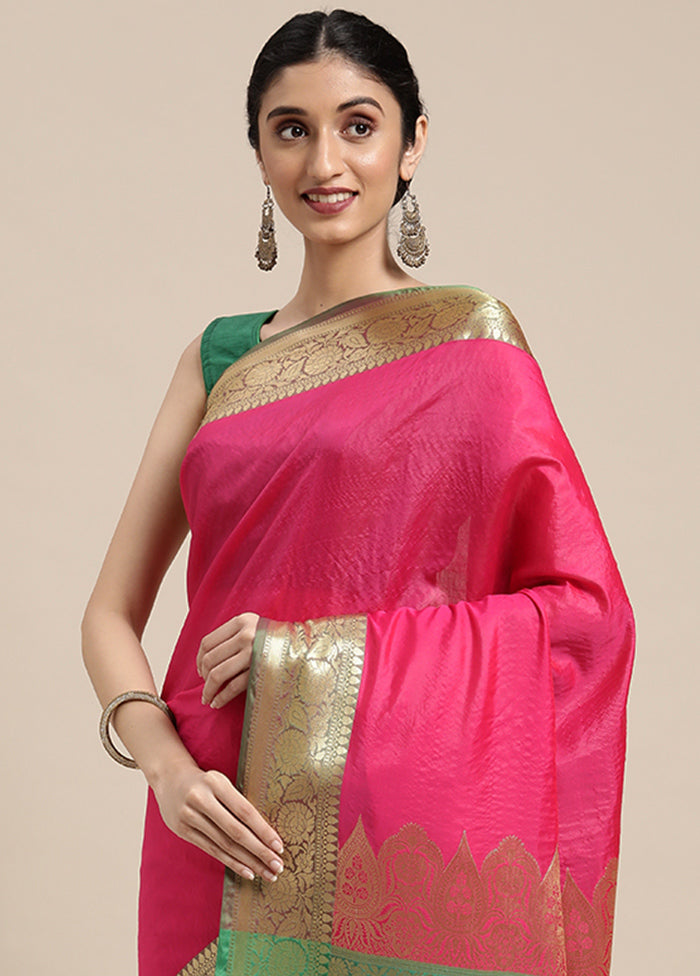 Pink Silk Saree With Blouse Piece - Indian Silk House Agencies