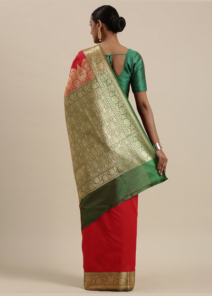Red Katan Silk Saree With Blouse Piece