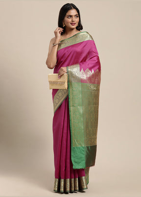 Purple Katan Silk Saree With Blouse Piece - Indian Silk House Agencies